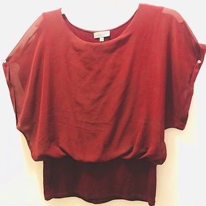 Sheer Shortsleeved Maroon Top!😍🌹